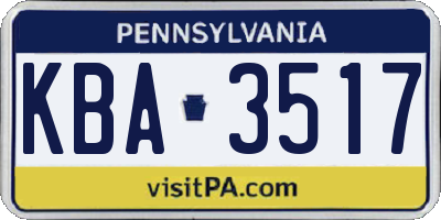 PA license plate KBA3517