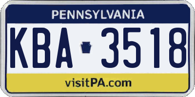 PA license plate KBA3518