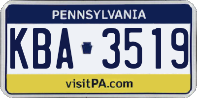 PA license plate KBA3519