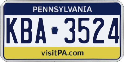 PA license plate KBA3524