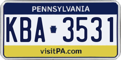 PA license plate KBA3531