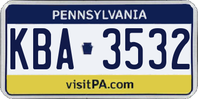 PA license plate KBA3532