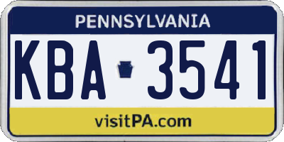 PA license plate KBA3541