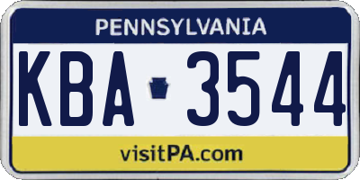 PA license plate KBA3544