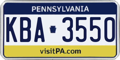 PA license plate KBA3550