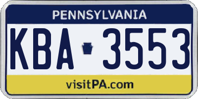 PA license plate KBA3553