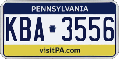 PA license plate KBA3556