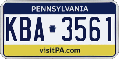 PA license plate KBA3561