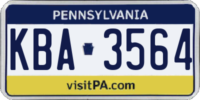 PA license plate KBA3564