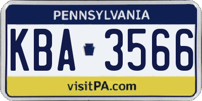 PA license plate KBA3566