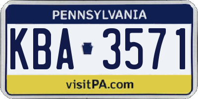 PA license plate KBA3571
