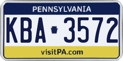 PA license plate KBA3572