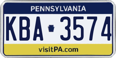PA license plate KBA3574