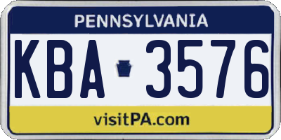 PA license plate KBA3576
