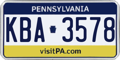 PA license plate KBA3578