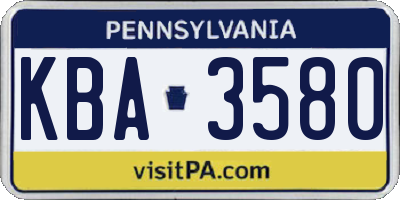 PA license plate KBA3580