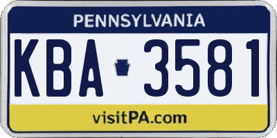 PA license plate KBA3581