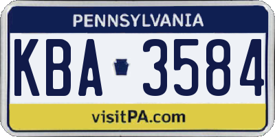PA license plate KBA3584