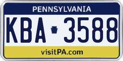 PA license plate KBA3588