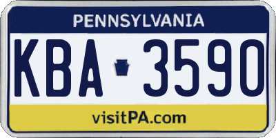 PA license plate KBA3590