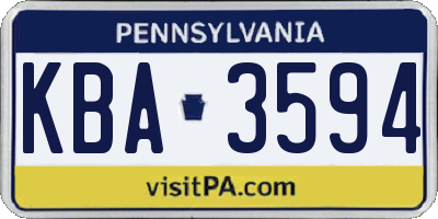 PA license plate KBA3594