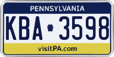 PA license plate KBA3598