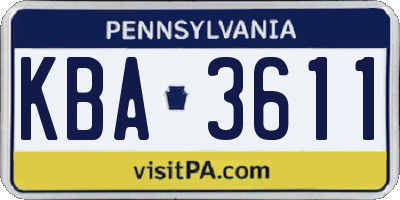 PA license plate KBA3611