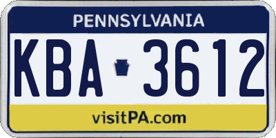 PA license plate KBA3612