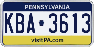PA license plate KBA3613