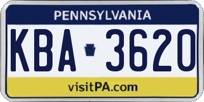 PA license plate KBA3620