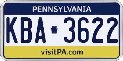 PA license plate KBA3622