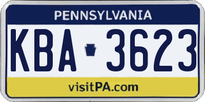 PA license plate KBA3623