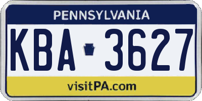 PA license plate KBA3627