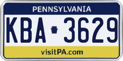PA license plate KBA3629