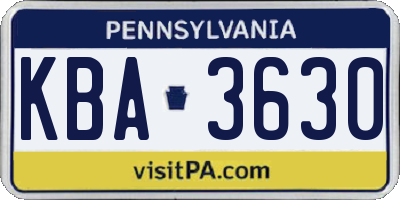 PA license plate KBA3630