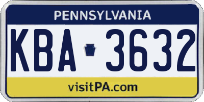 PA license plate KBA3632