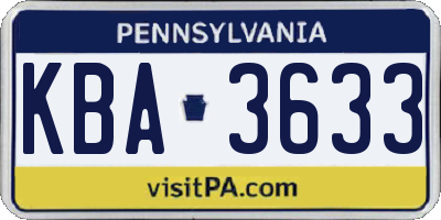 PA license plate KBA3633