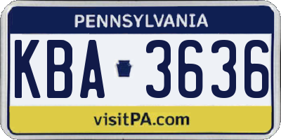PA license plate KBA3636