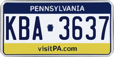 PA license plate KBA3637