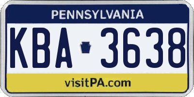 PA license plate KBA3638