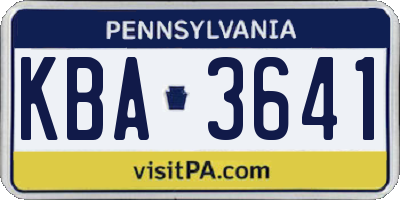 PA license plate KBA3641