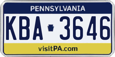 PA license plate KBA3646