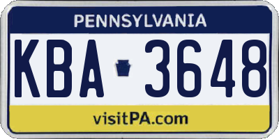 PA license plate KBA3648