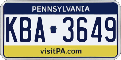 PA license plate KBA3649