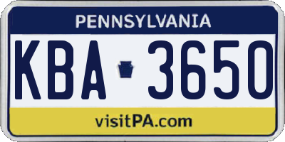 PA license plate KBA3650