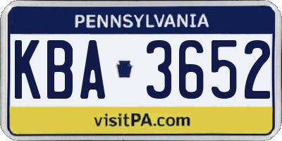 PA license plate KBA3652