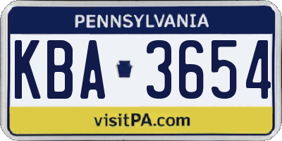 PA license plate KBA3654