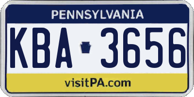PA license plate KBA3656