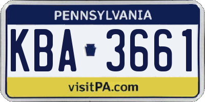 PA license plate KBA3661