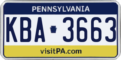 PA license plate KBA3663